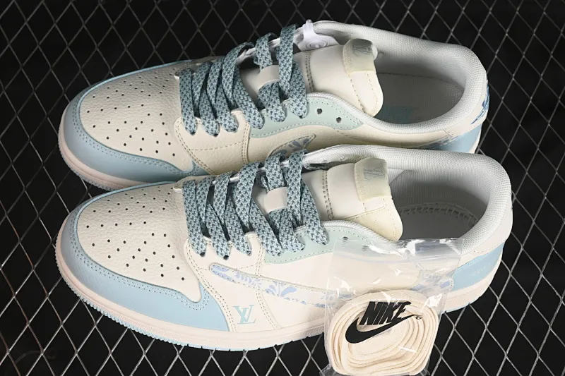 All categories Air Jordan Jordan series basketball shoes Air Jordan 1 Low High-end customized low-top sneakers Travis Scott x Fragment Design x Air Jordan 1 Low OG SP AJ1 Joe 1 LV joint name Fireworks light blue low-top cultural and casual sneakers XS7089-613
